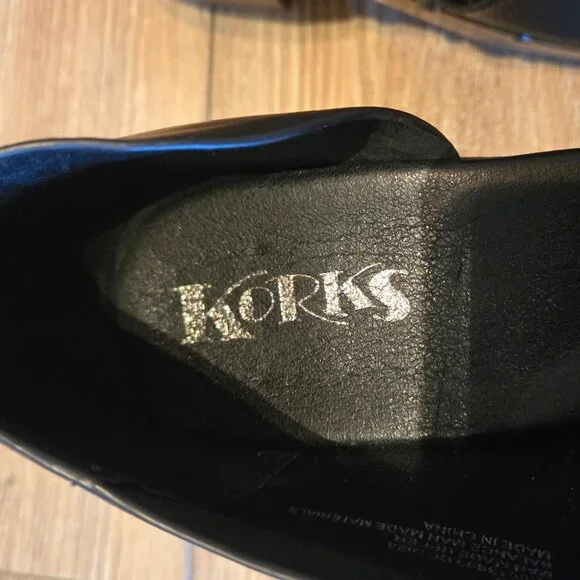 Kork-Ease Black Leather Slip-On Clogs with Tan Wood Heel - Picture 4 of 12